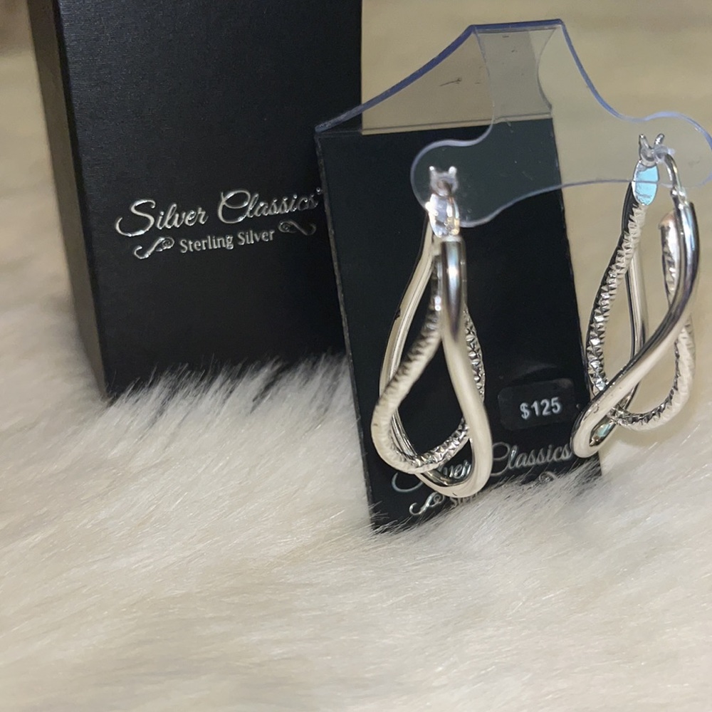 Sterling Silver Twist Hoop Earrings